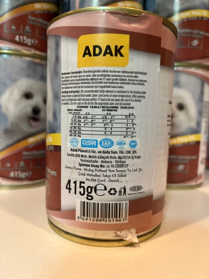 Adaklamb Kuzu Etliyavru Köpek Maması 415GRX12