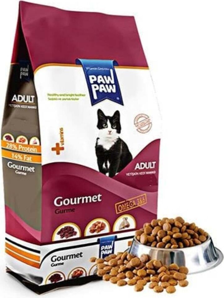 Pawpaw Gurme Yetişkin Kedi Maması - Kuzu, Balık, Tavuk, Pirinç ve Mısır ile Zenginleştirilmiş, Omega 3-6 Desteği ile, 15 Kg