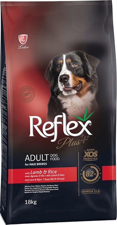 Reflex Plus Kuzu Etli ve Pirinçli İri Irk Yetişkin Köpek Maması 18 Kg