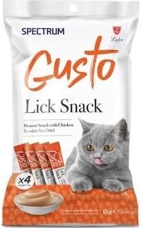 Spectrum Gusto Lick Snack Somon Balıklı Sıvı Ödül Maması 4X15 X5 Adet