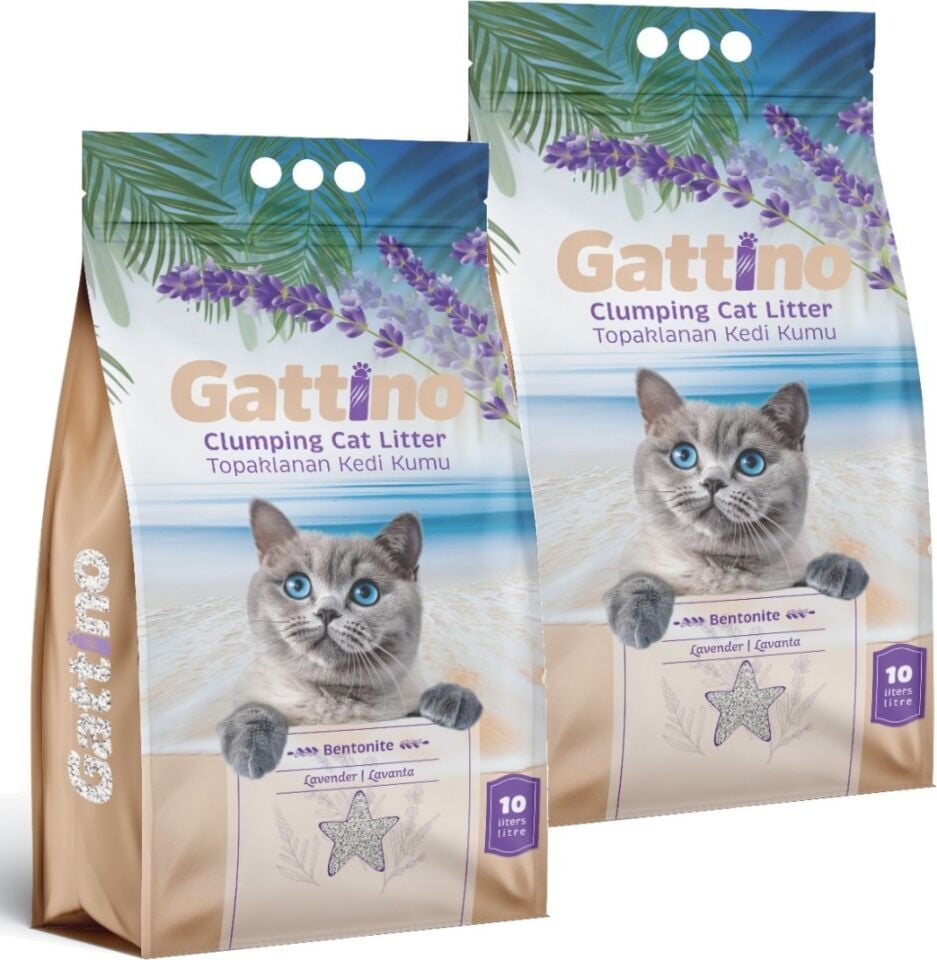 Gattino Topaklanan Kedi Kumu Lavantalı 10lt x 2 Adet