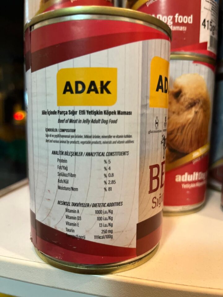 Adak Sığır Etli Yetişkin Köpek Konservesi 415GR*17