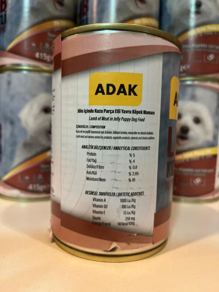 Adak Kuzu Etli Yavru Köpek Konserve Ödül Maması 415GR*15