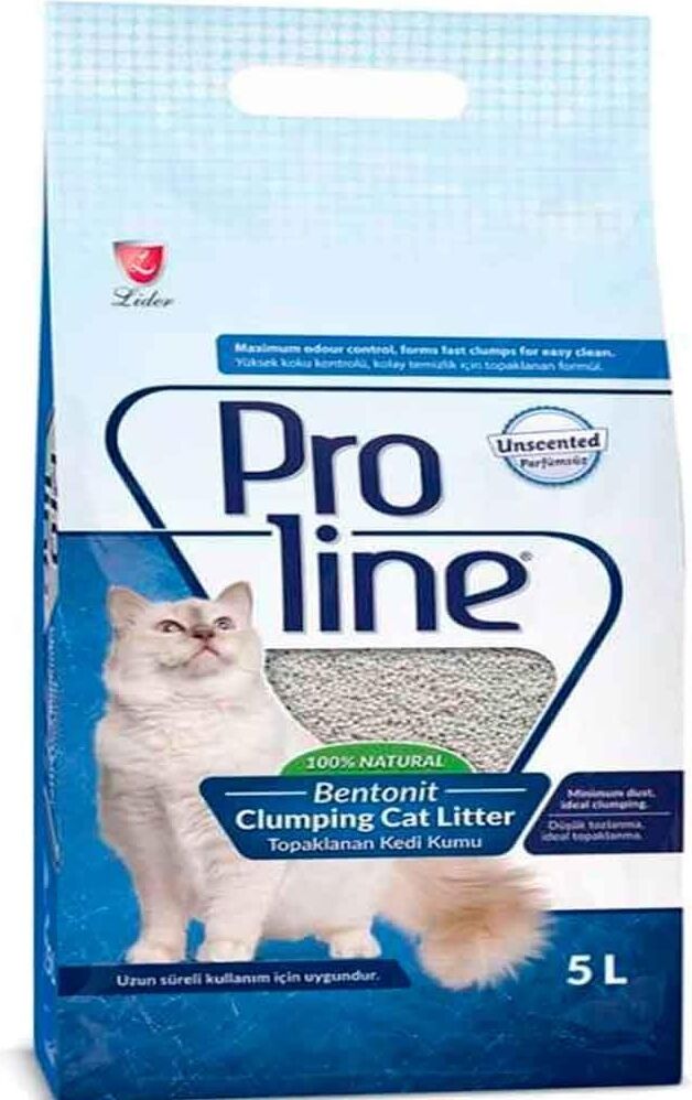 Proline Parfümsüz Topaklanan Kedi Kumu 5 lt Doğal Malzemelerle Minimum Tozlanma