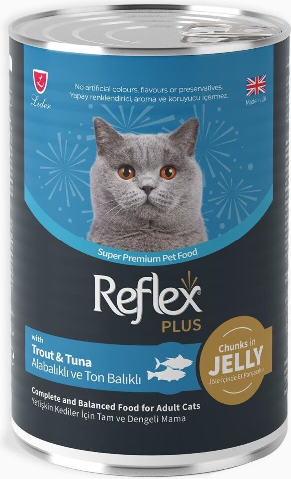 Reflex Plus Jöle Içinde Et Parçacıklı Alabalıklı ve Ton Balıklı Yetişkin Kedi Maması 400 gr