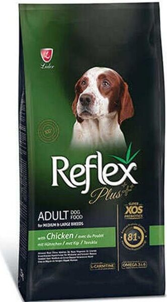Reflex Plus Kuzulu Orta ve Büyük Irk Tavuk Etli Köpek Maması 15  kg