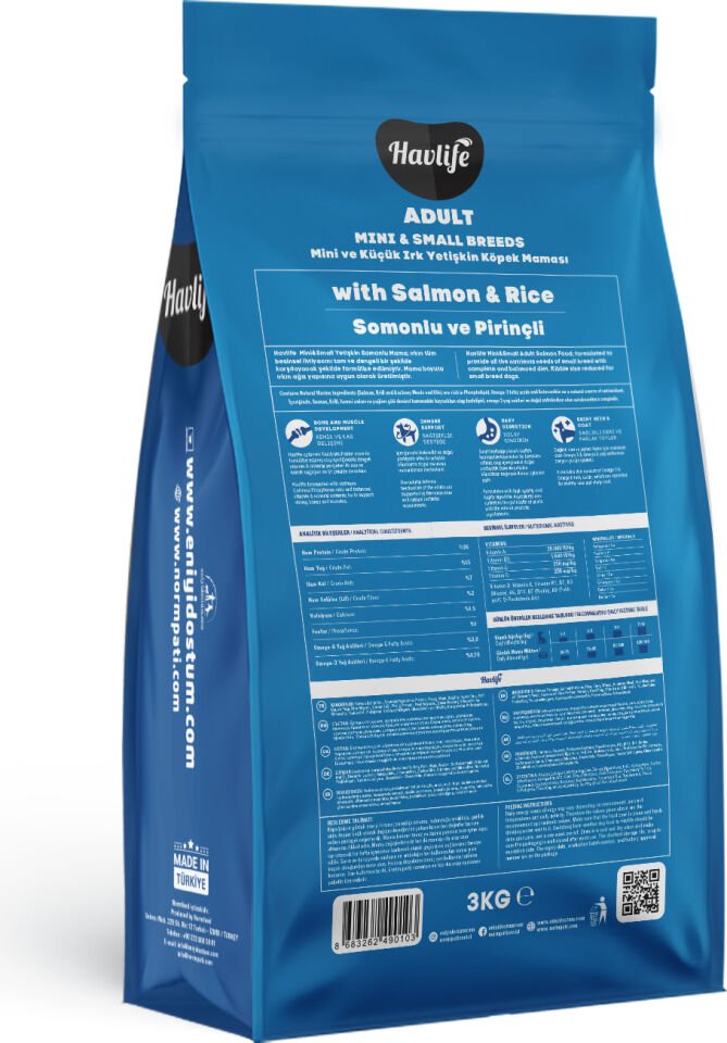 Havlife Somonlu ve Pirinçli Mini ve Küçük Irk Yetişkin Köpek Maması 3kg