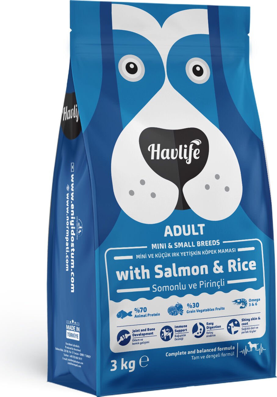 Havlife Somonlu ve Pirinçli Mini ve Küçük Irk Yetişkin Köpek Maması 3kg