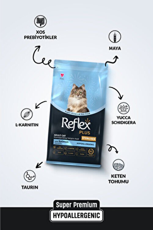 Reflex Plus Somonlu Kısırlaştırılmış Kedi Maması Ekonomik 1.5 Kg Yetişkin Kediler İçin
