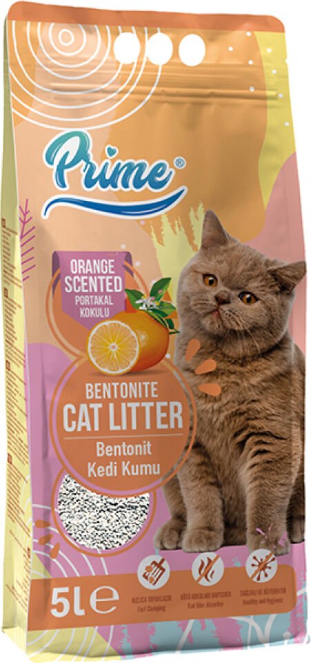 Prime Kalın 5 Lt Portakal Kokulu Bentonit Kedi Kum