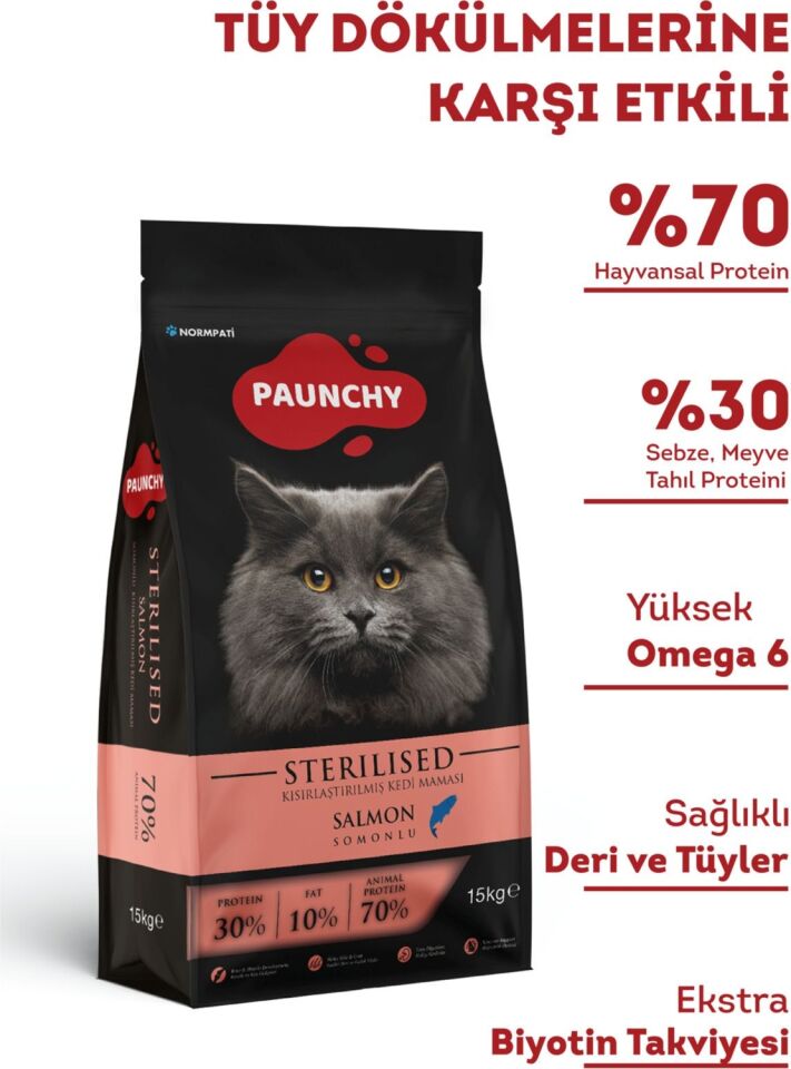Paunchy Somonlu Kısırlaştırılmış Yetişkin Kedi Maması 15 kg