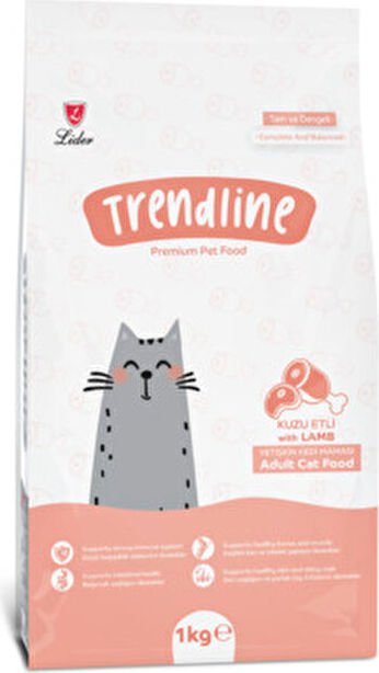 Trendline Kuzu Etli Yetişkin Kedi Maması 1 kg Lezzetli Kuzu Aromalı Tam Besleyici Mama