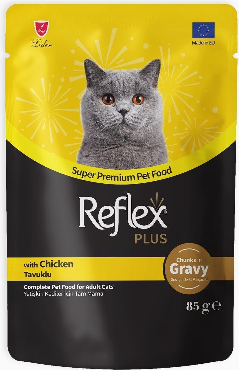 Reflex Plus Sos Içinde Et Parçacıklı Tavuklu Yetişkin Kedi Maması 85 gr