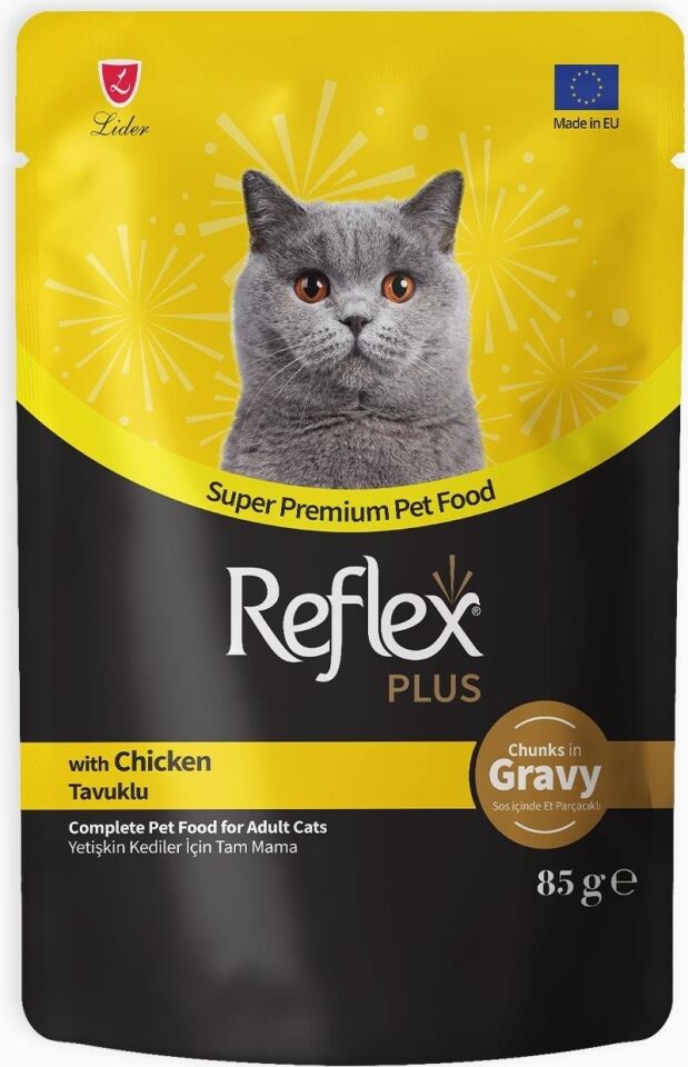 Reflex Plus Sos Içinde Et Parçacıklı Tavuklu Yetişkin Kedi Maması 85 gr