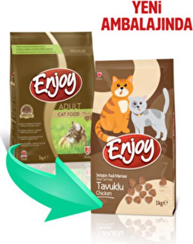 Enjoy Tavuklu Yetişkin Kedi Maması Premium Kalite 1 Kg x 3 Adet Tam Besleyici İçerik
