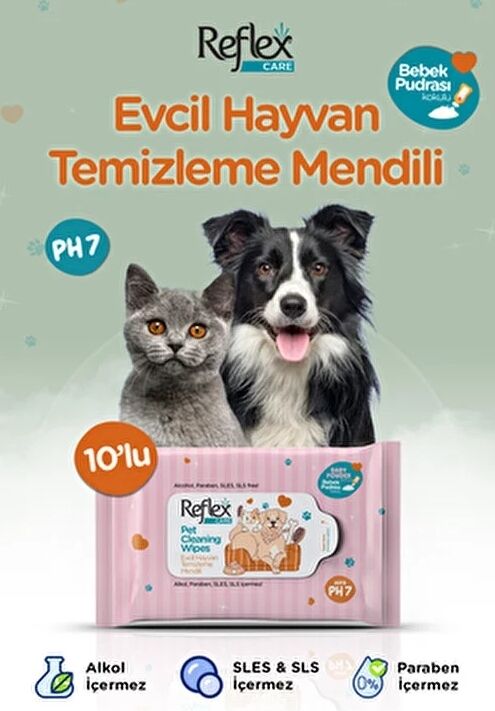 Reflex Temizleme Mendili Doğal İçeriklerle Hassas Ciltler İçin 10'lu Paket