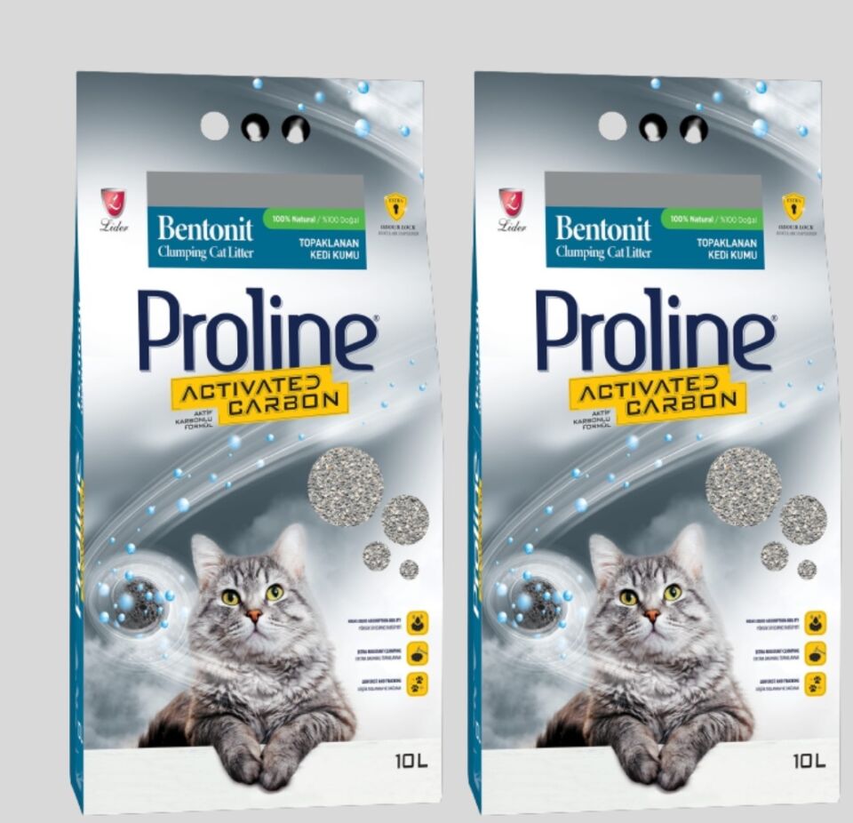 Pro Line Aktif Karbonlu Topaklanan Kedi Kumu 10LT 2 Adet