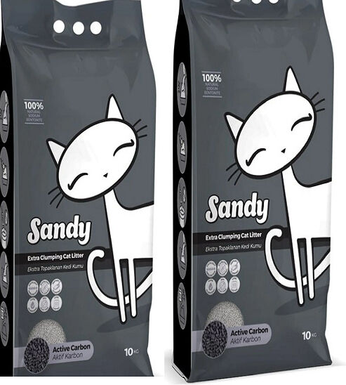 Sandy Aktif Karbonlu Extra Topaklanan Kedi Kumu 2 Adet 20 kg