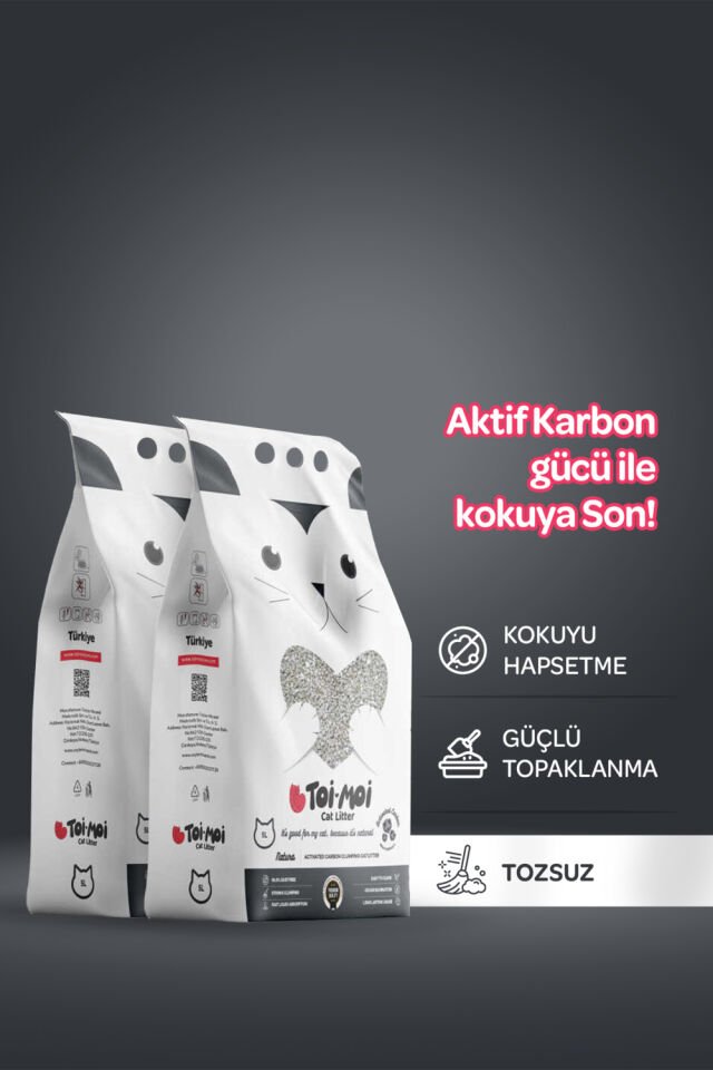 2’li Avantaj Paketi - Toi Moi Aktif Karbonlu Sodyum Bentonit Kedi Kumu 2x5 L
