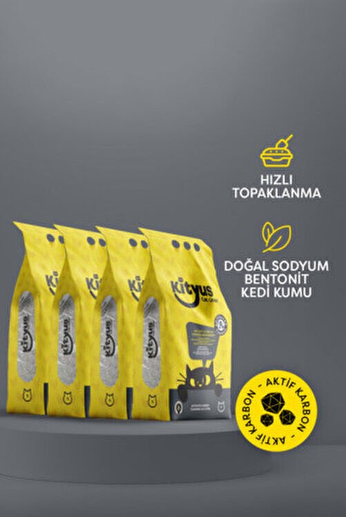 Kityus 4'lü Avantaj Paketi Aktif Karbonlu Kedi Kumu 20 Lt Lavanta Kokulu Topaklanma