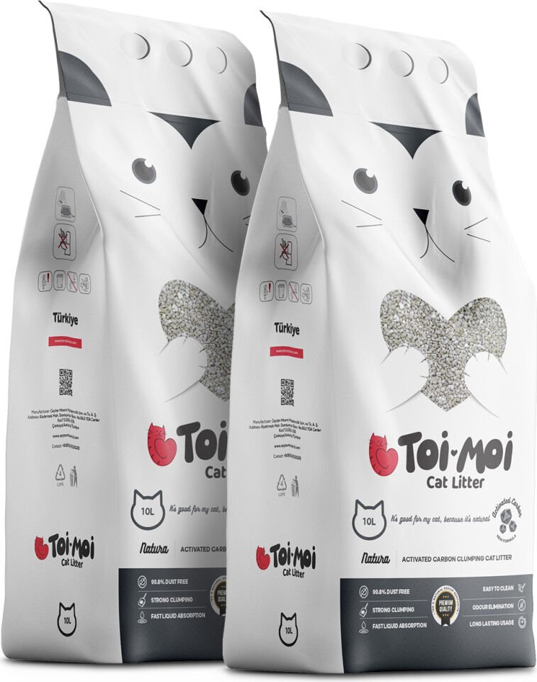 Toi Moi 2’li Avantajlı Paket - Aktif Karbonlu Sodyum Bentonit Kedi Kumu 2X10L