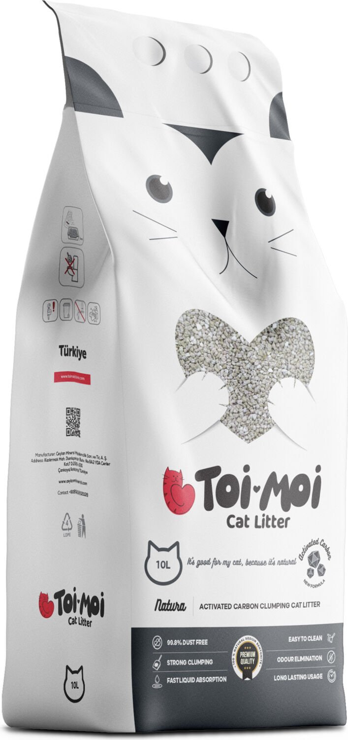 Toi Moi Kokusuz Aktif Karbonlu Sodyum Bentonit Kedi Kumu 10 L