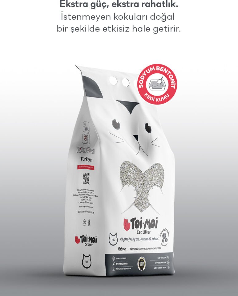 Toi Moi Kokusuz Aktif Karbonlu Sodyum Bentonit Kedi Kumu 10 L