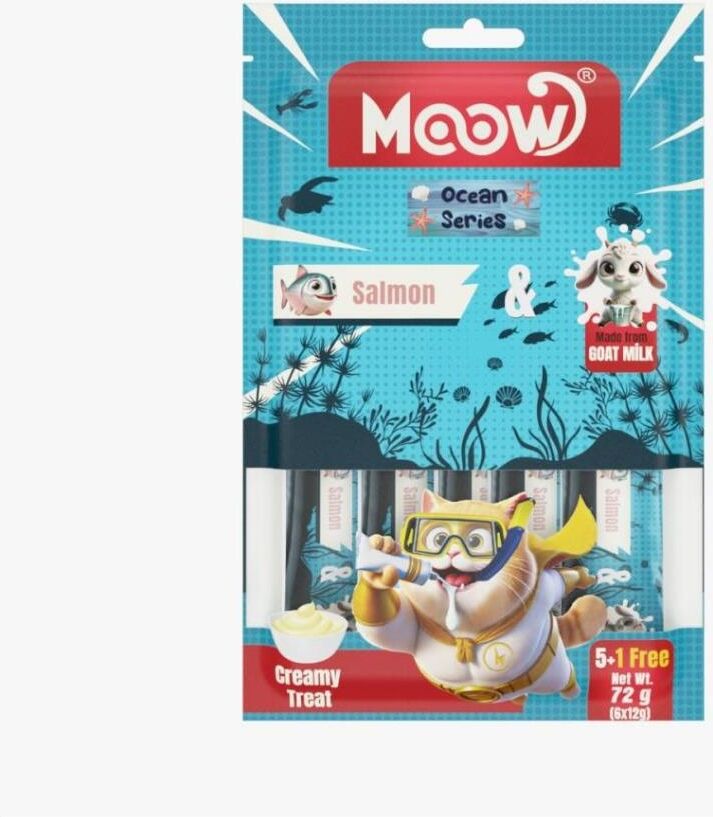 Moow Somonlu Keçi Sütlü 12GR x 6 Adet Kedi Krema Ödülü