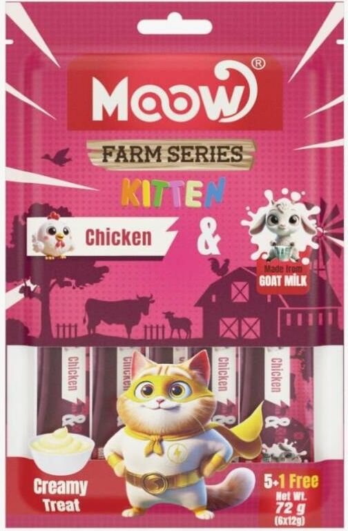 Moow Tavuklu Keçi Sütlü 12GR x 6 Adet Yavru Kedi Krema Ödülü
