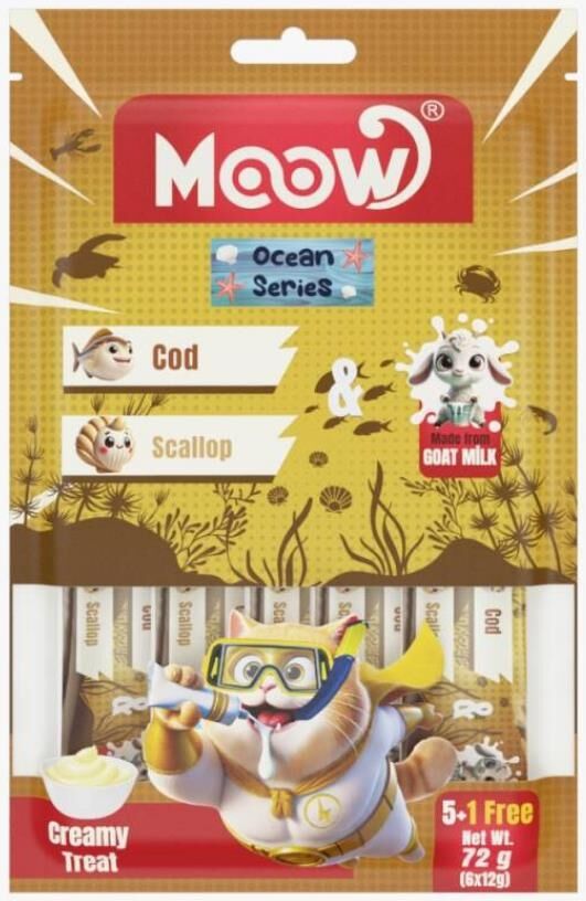 Moow Morina Balıklı Keçi Sütlü 12GR x 6 Adet Kedi Krema Ödülü