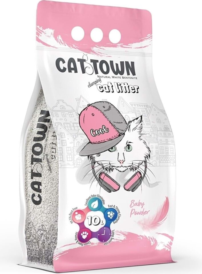 Netaş Cat Town Ince Taneli Topaklanan Kedi Kumu 10 Lt Bebek Pudralı Cat Town Baby