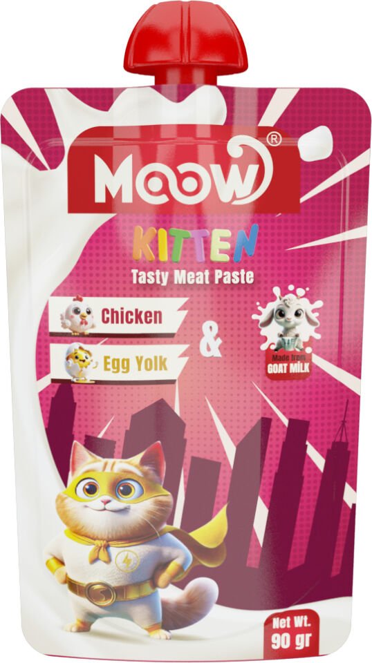 Moow Taze Tavuklu&yumurta Sarılı Keçi Sütlü Yavru Kedi Et Ezmesi 90GR*12