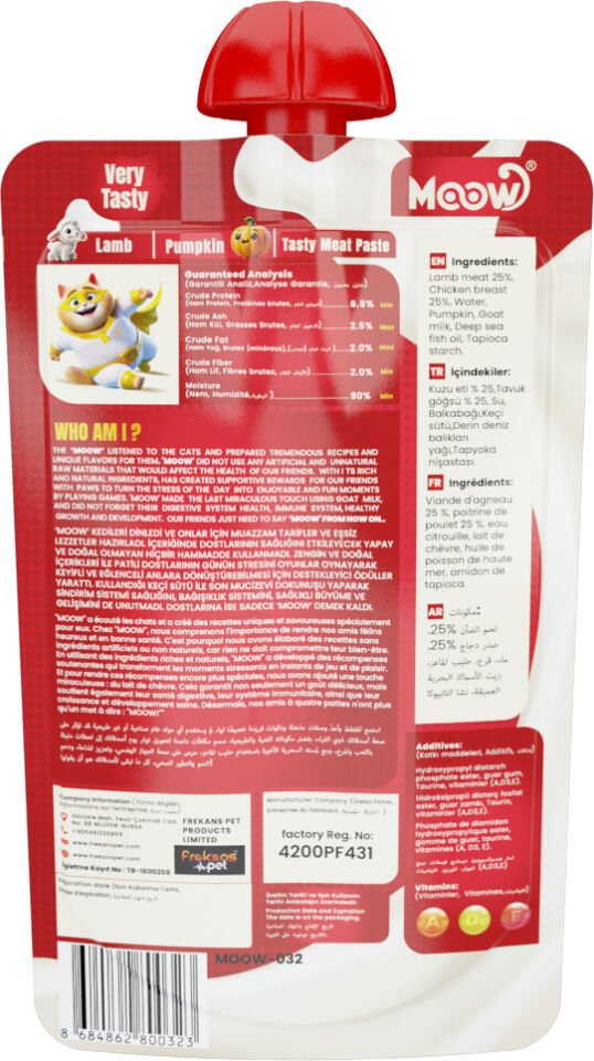 Moow Taze Kuzulu&balkabaklı Keçi Sütlü Kedi Et Ezmesi 90GR*12