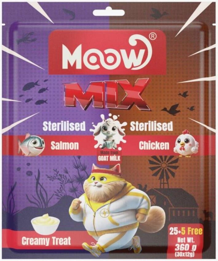 Moow Karışık Somonlu&tavuklu Keçi Sütlü 12GR x 30' Lu Sterilised Kedi Krema Ödülü