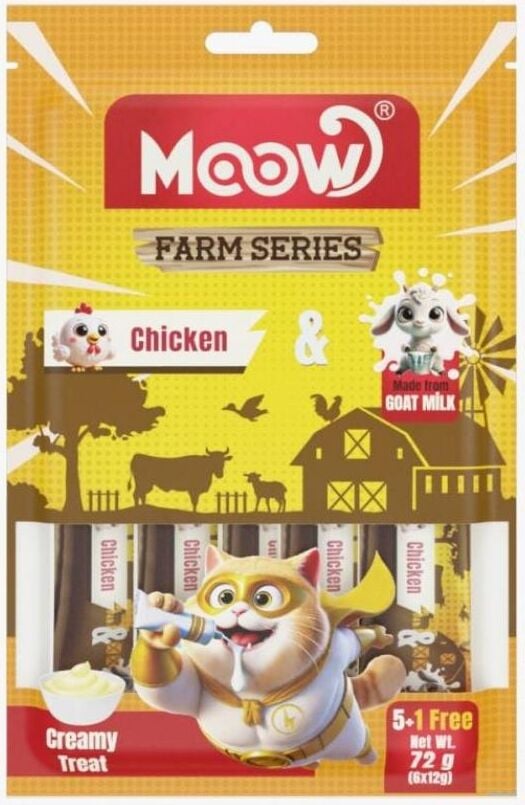 Moow Tavuklu Keçi Sütlü 12GR x 6 Adet Kedi Krema Ödülü