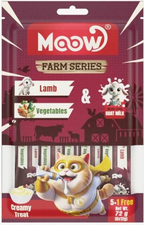 Moow Kuzu Etli&sebzeli Keçi Sütlü 12 gr x 6  Adet Kedi Krema Ödülü