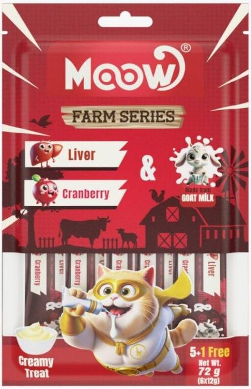 Moow Ciğerli&kızılcıklı Keçi Sütlü 12GR x 6 Adet Kedi Krema Ödülü