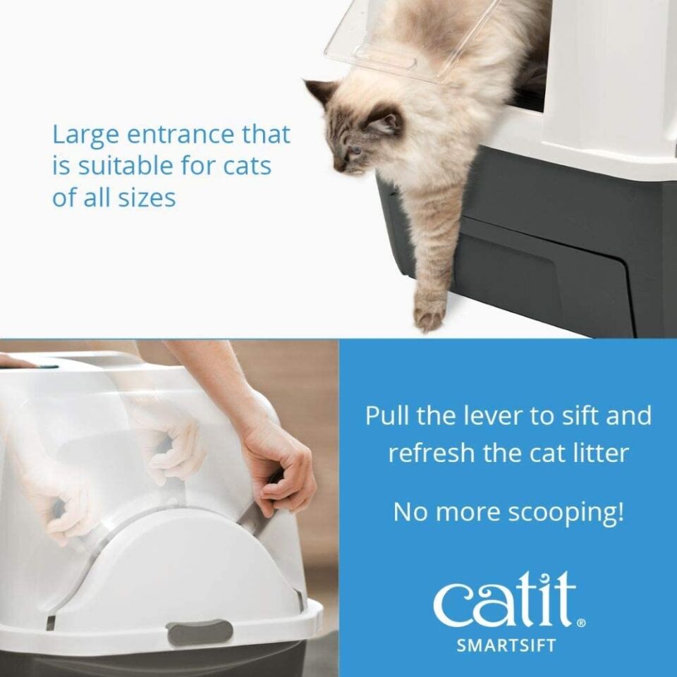 Cat İt Smart Sift Otomatik Kedi Tuvalet Kabı, Gri/beyaz, 66 x 48 x 63 cm